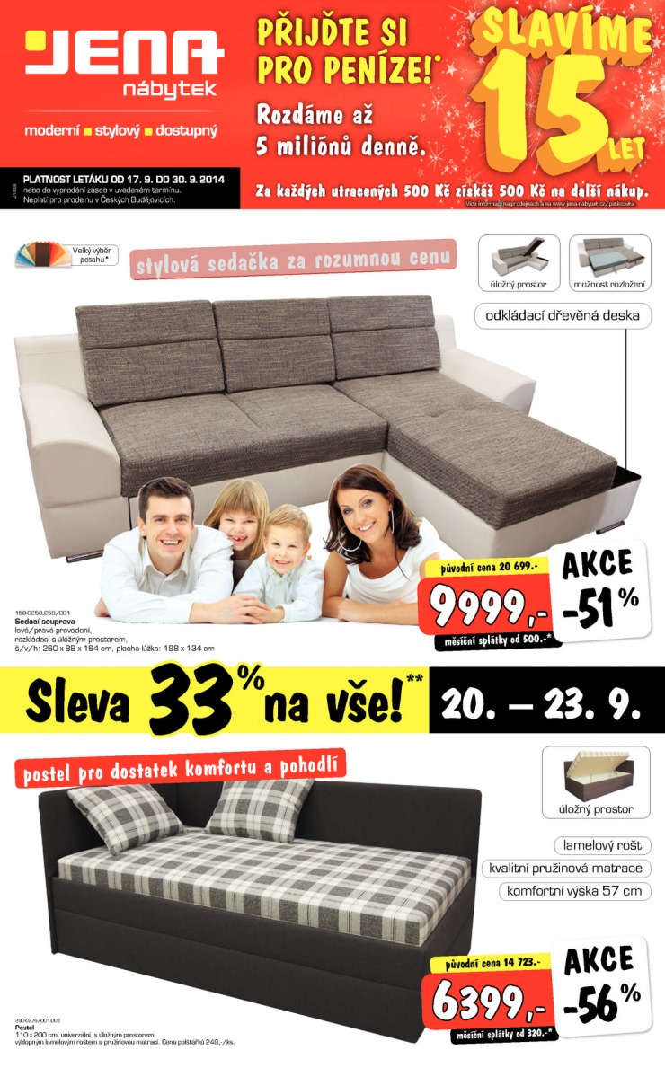 leták Jena nábytek Aktuální leták od 17.9.2014 strana 1