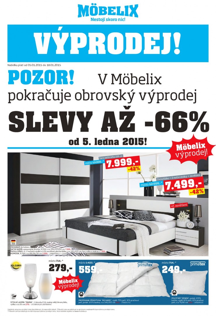 leták Mobelix Aktuální prospekt od 5. 1. 2015 strana 1