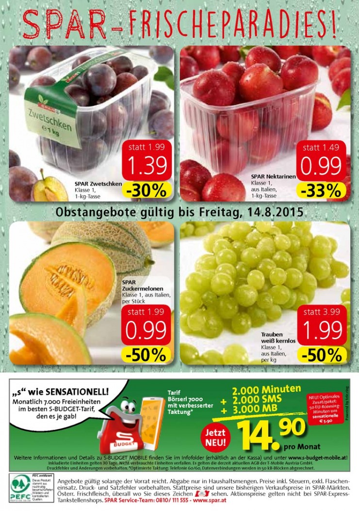 leták Rakousko Spar.at od 13.08.2015 strana 1 leták Rakousko Spar.at od 13.08.2015 strana 1